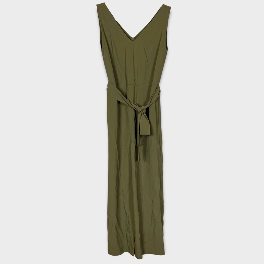 Everlane The Ultimate Jumpsuit 0 V Neck Wide Leg Neutral Minimalist Green Preppy